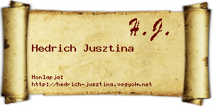 Hedrich Jusztina névjegykártya
